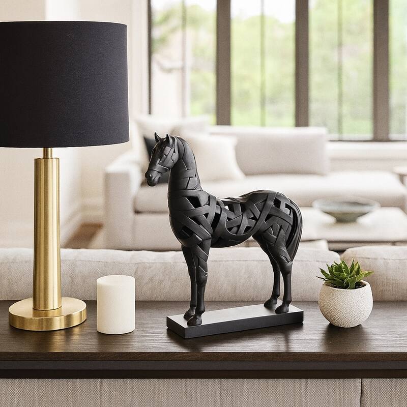 Decorative Objects for Home Decor - Modern Horse Sculpture with Matte Finish - 17", Black - 15" x 4" x 17"