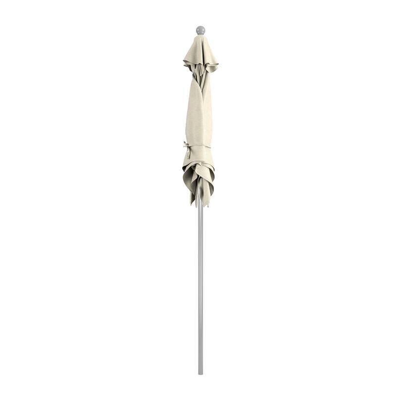 California Umbrella 6' Sq. Aluminum Frame, Fiberglass Rib Patio Umbrella, Push Open, Anodized Sliver Finish, Sunbrella Fabric
