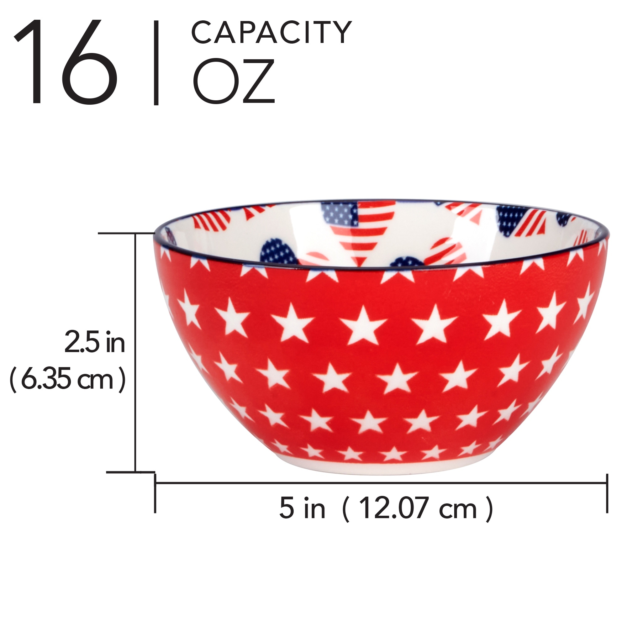 Certified International Patriotic Set of 6 Bowls - 5" Diam x 2.5"
