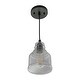 preview thumbnail 12 of 12, Millie Matte Black Mini Pendant Ceiling Light Smoke Gray Bell Glass - 6-in W x 8.25-in H x 6-in D