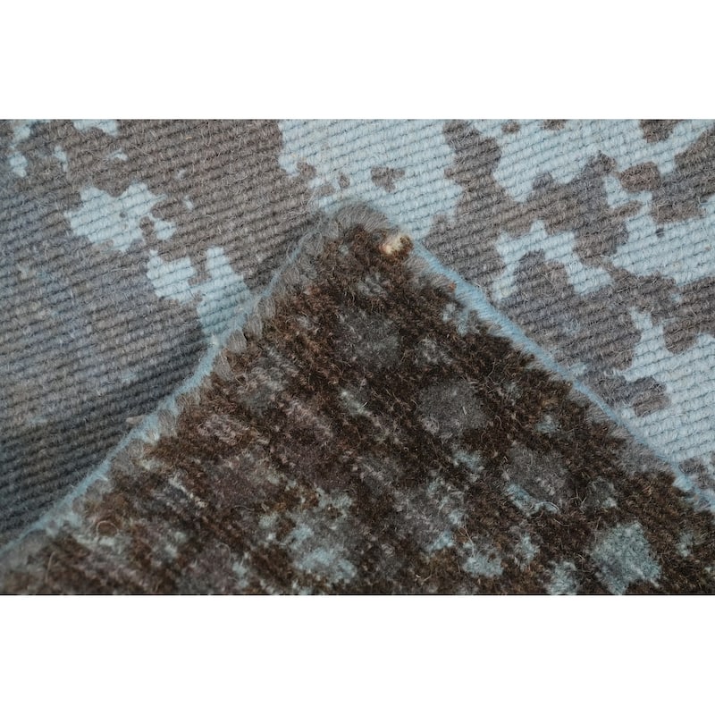 Hand Knotted Oriental Viscose Silk Carpet Modern Abstract Greys & Charcoal Abstract Area Rug - 7' 8'' X 5' 2''