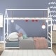 preview thumbnail 12 of 10, House Platform Twin Bed with Roof and Chimney Design, Sturdy Metal Frame