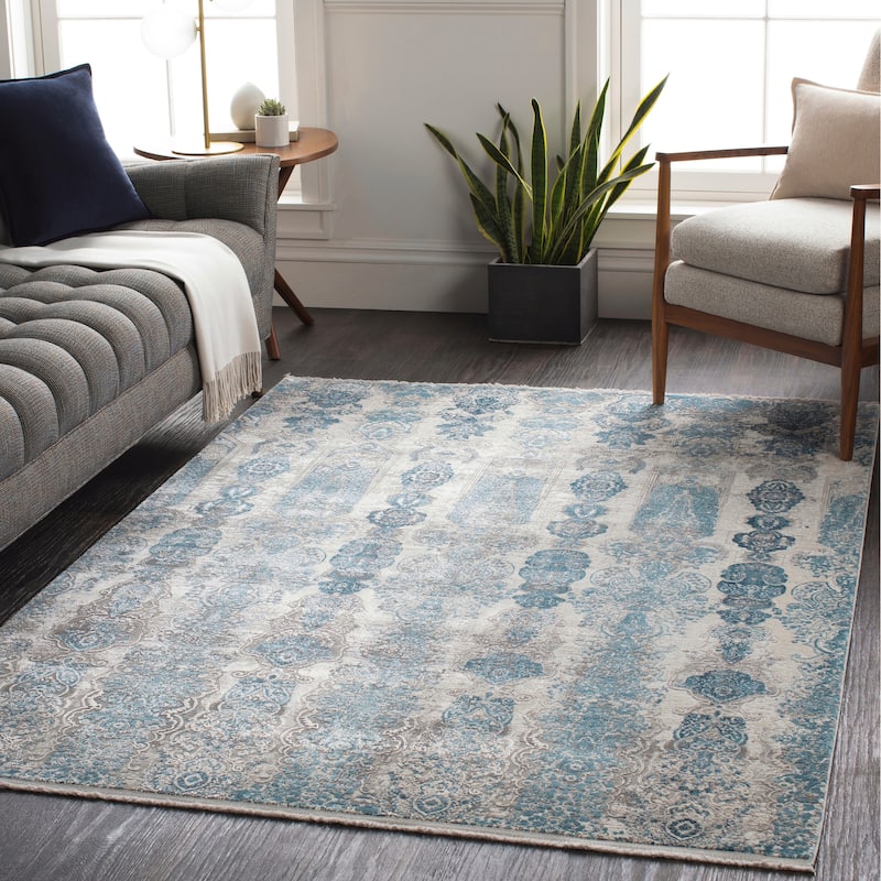 Rana Modern Floral Area Rug - 12' x 15' - Dark Teal