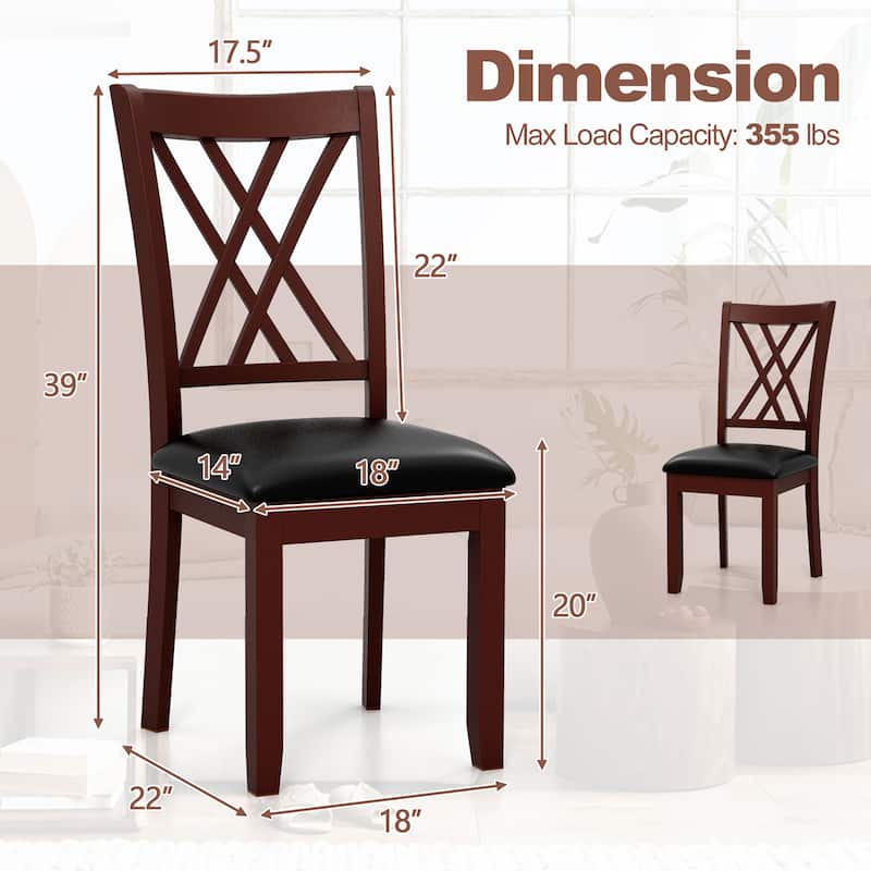 Gymax Set of 4 Dining Chair Kitchen Chair with Backrest Padded Seat &