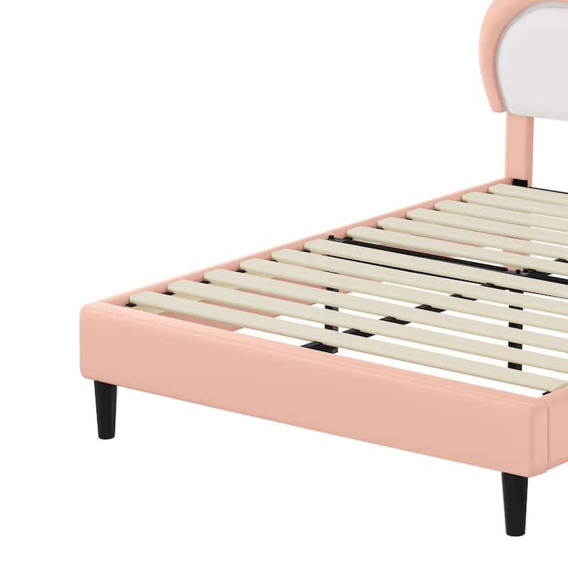Moasis PU Adjustable Cloud Headboard Bed Frame Platform with LED