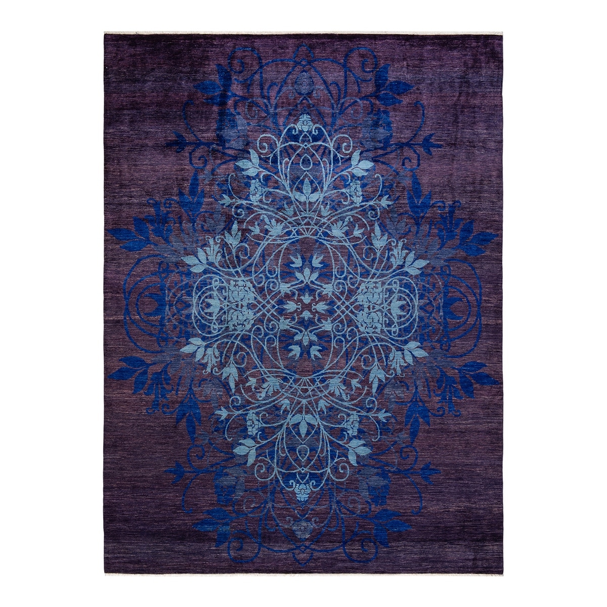 Overton Hand Knotted Wool Vintage Inspired Modern Contemporary Suzani Purple Area Rug - 9' 2" x 12' 6"