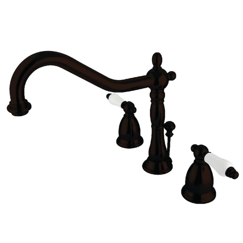 Kingston Brass Heritage Widespread Bathroom Faucet with Brass Pop-Up - Oil Rubbed Bronze