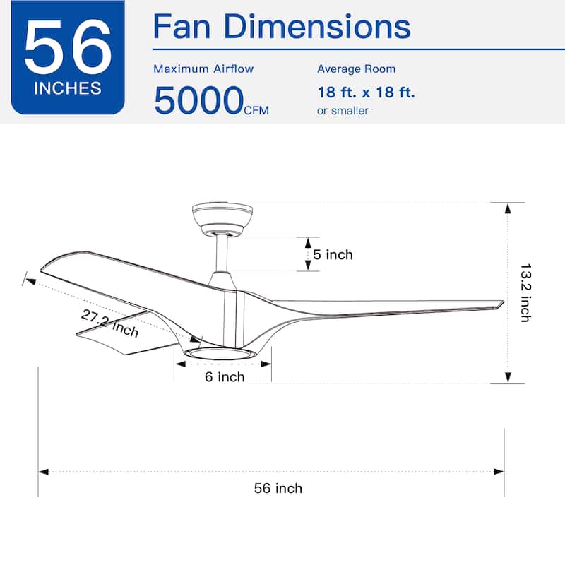 56"Intergrated LED Ceiling Fan with Brown Wood Grain ABS Blade for Patio Living Room, Bedroom, Office,Indoor Outdoor