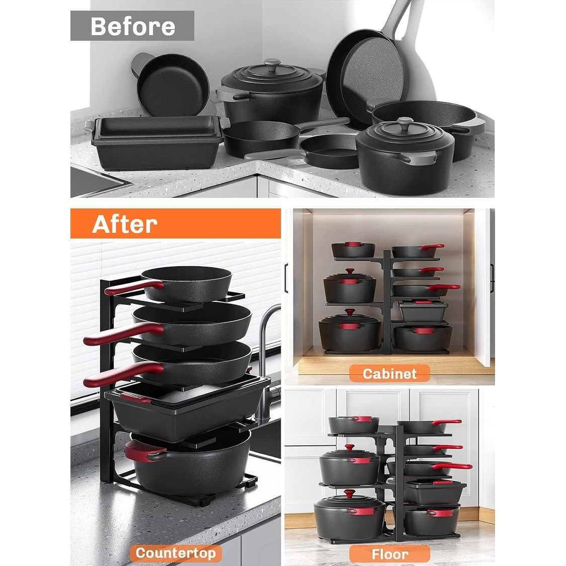 8-Tier Heavy Duty Adjustable Pot Organizer Rack - Bed Bath & Beyond -  39219987