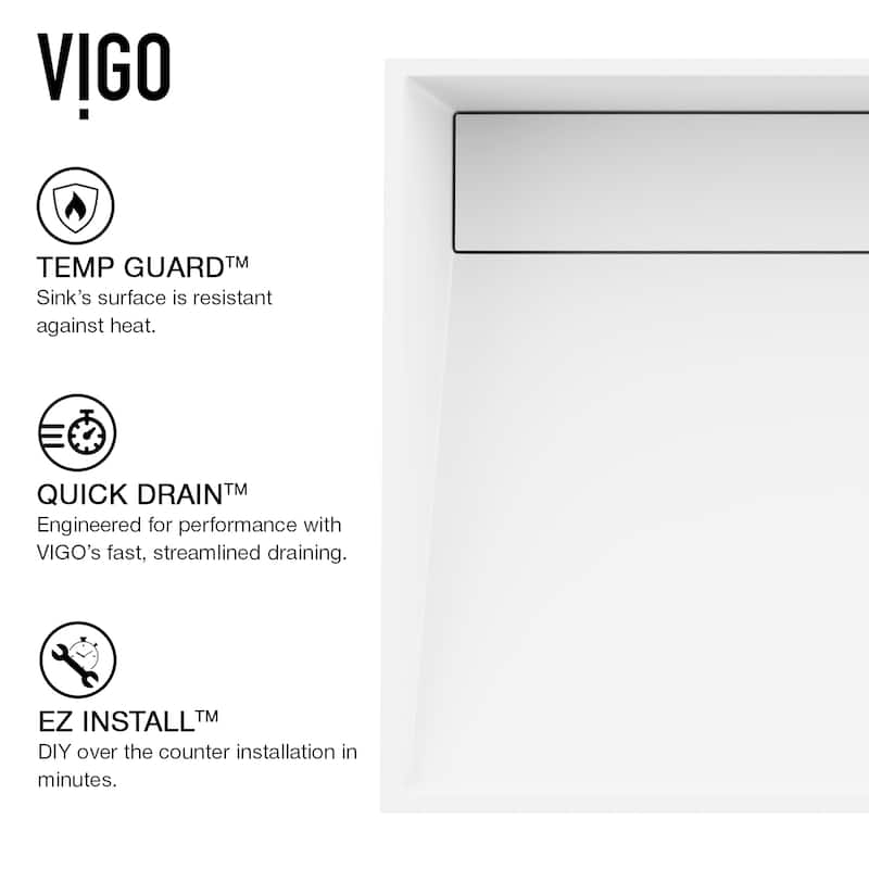 VIGO Starr 23"L x 15"W x 5"H Matte Stone Rectangular Bathroom Vessel Sink