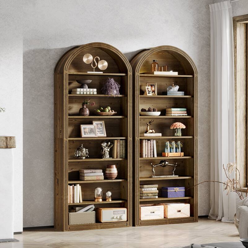 79.53" Tall Modern Arched Bookcase