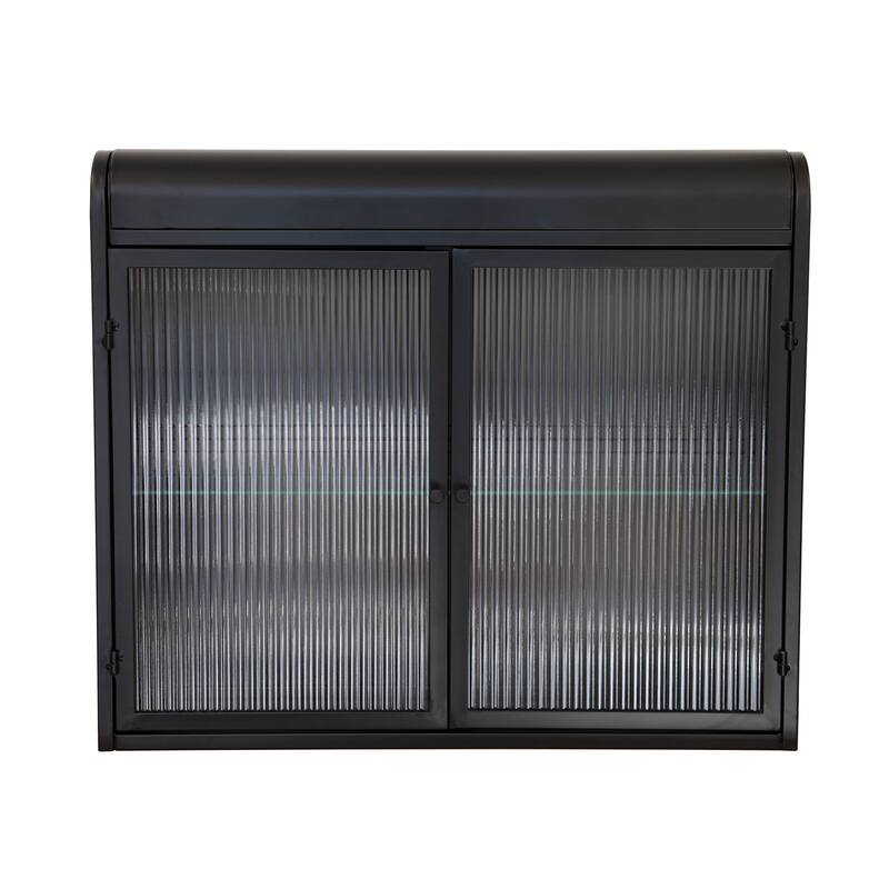 Wall-Mounted Storage Cabinet with 2 Glass Doors & Shelves, Retro Metal Bathroom Cabinet for Bathroom, Kitchen