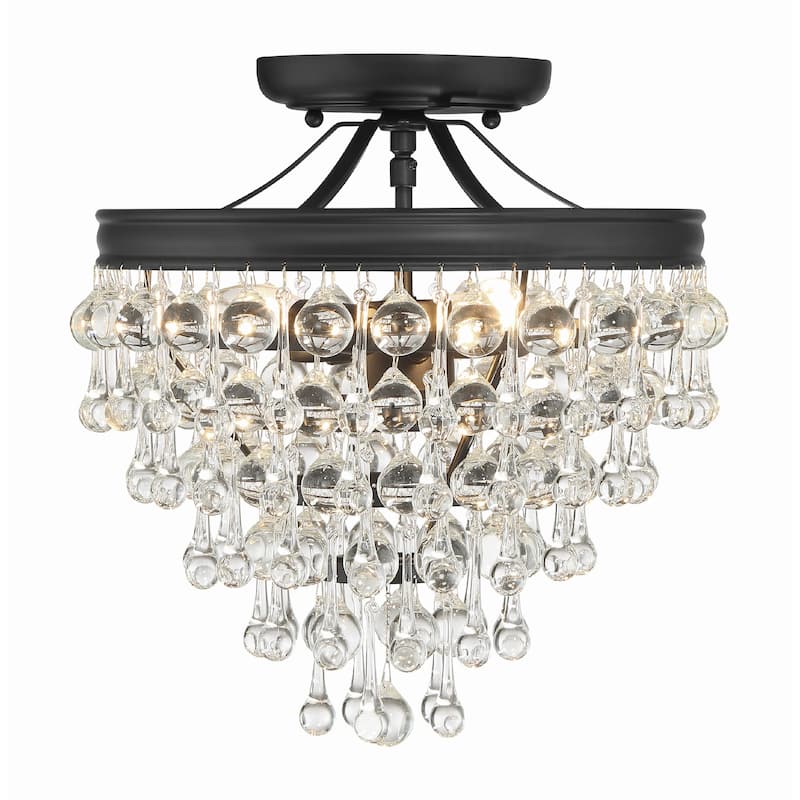 Calypso 3 Light Matte Black Ceiling Mount - 13"W x 14"H x 13"D