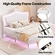 preview thumbnail 59 of 68, Upholstered Bed LED Frame Modern Upholstered Princess Bed w/ Crown Headboard and Metal Legs, Cute Kids Platform Bed/ Noise-Free