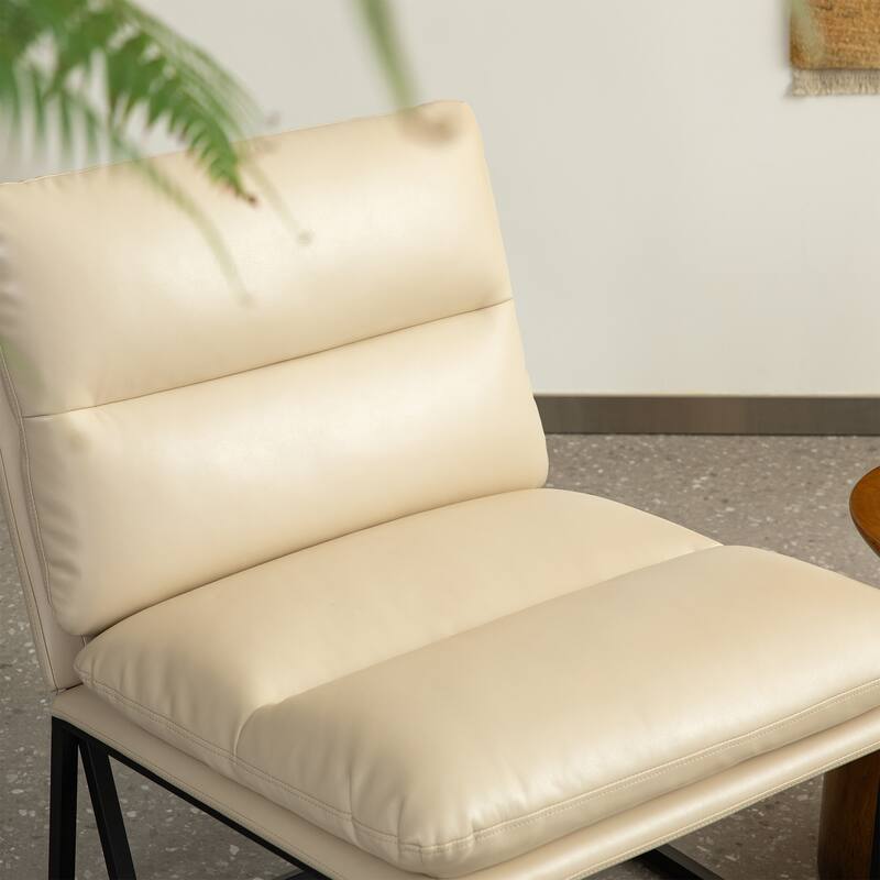 Glitzhome Set of 2 30.25"H Modern Ergonomic PU Accent Armless Chair