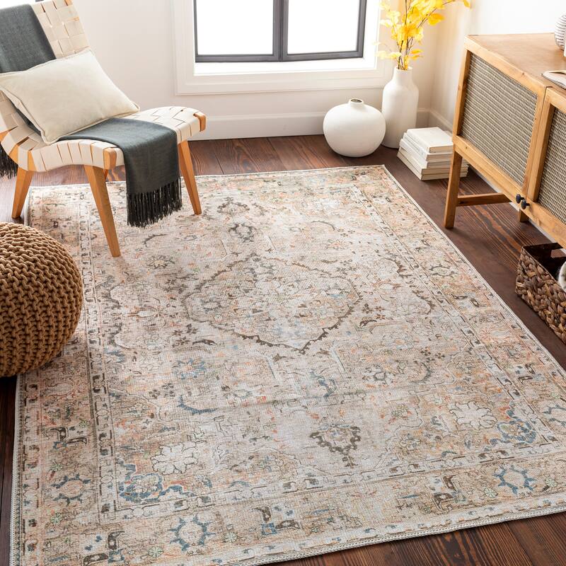 Artistic Weavers Naissac Traditional Medallion Machine Washable Area Rug - 5'3" x 7' - Beige