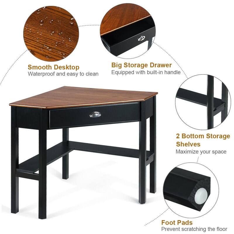 Gymax Corner Computer Desk Laptop Writing Table Workstation W/ Drawer