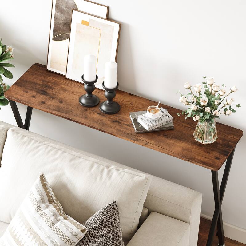 Sofa Tables Narrow Entryway Table with Storage Shelf and Metal Frame