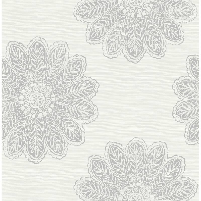 A-Street Prints Sol Light Grey Medallion Wallpaper