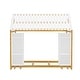 preview thumbnail 14 of 25, Wooden Slat Roof House Bed Kids Floor Bed Frame with 2 Movable Wardrobes, Panel Bed with Fence and Roof