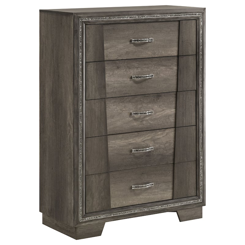 Janine Transitional Wood 5-drawer Bedroom Chest Grey - Grey - 5-drawer