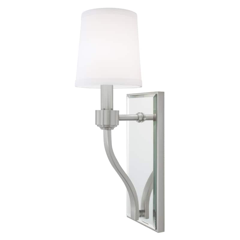 Elk Home Roule Mirror Brushed Nickel With White Fabric Shade Sconce
