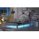 preview thumbnail 18 of 24, Upholstered Platform Bed with Cartoon Ears Shaped Headboard, LED Light