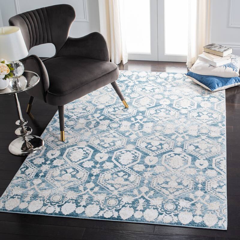 SAFAVIEH Palermo Valerie Vintage Boho Oriental Viscose Rug - 5'1" x 7'6" - Blue/Beige