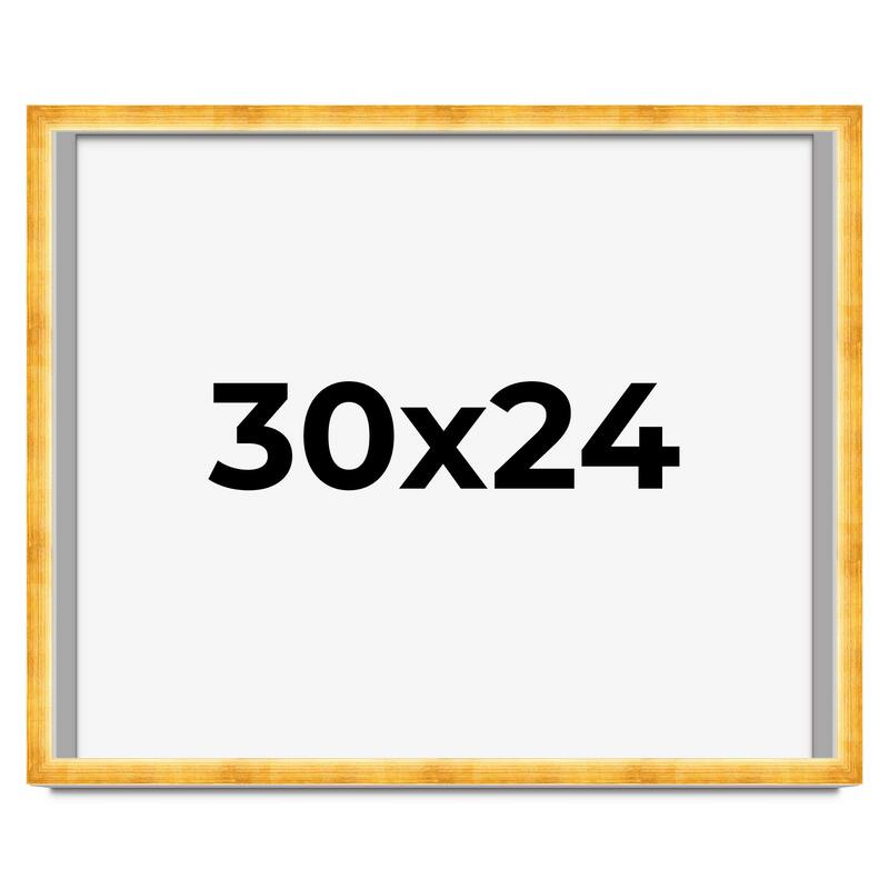 30x24 Shadow Box Frame Gold | 1.625 Inches Deep Real Wood Traditional