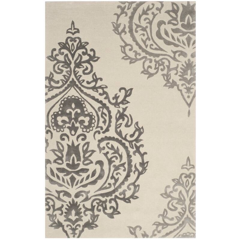 SAFAVIEH Emmalee Handmade Titie Wool Bohemian Area Rug - 4' x 6' - Ivory/Grey