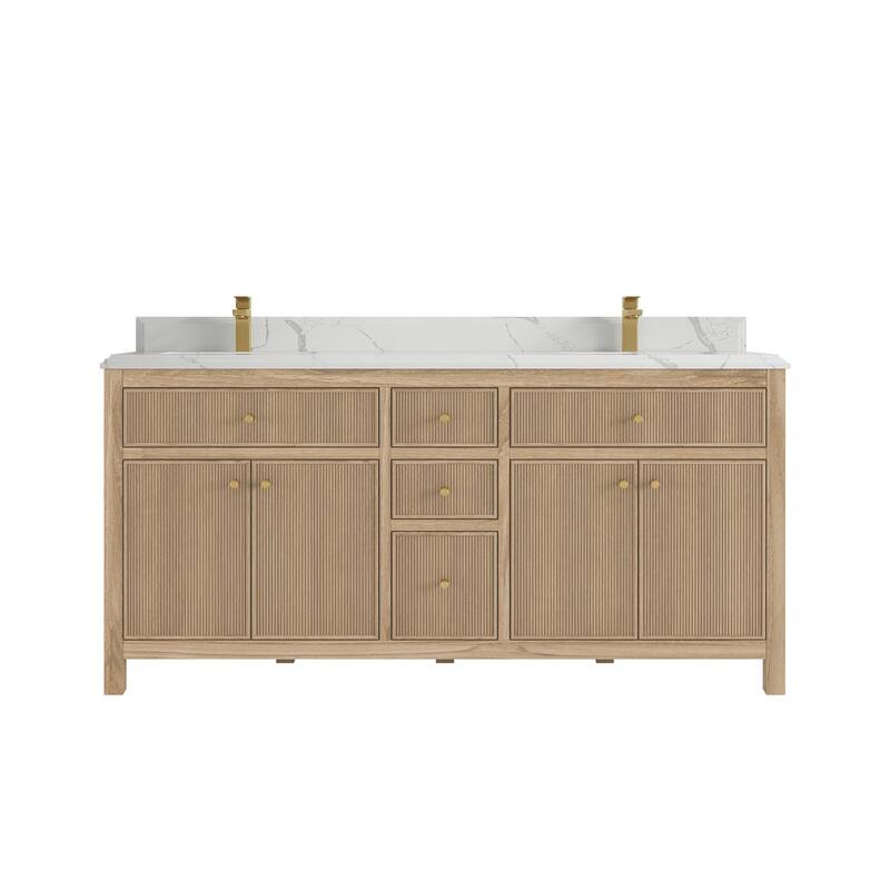 Willow Collections 72 in. W x 22 in. D Sonoma Teak Double Sink Bathroom Vanity with Countertop