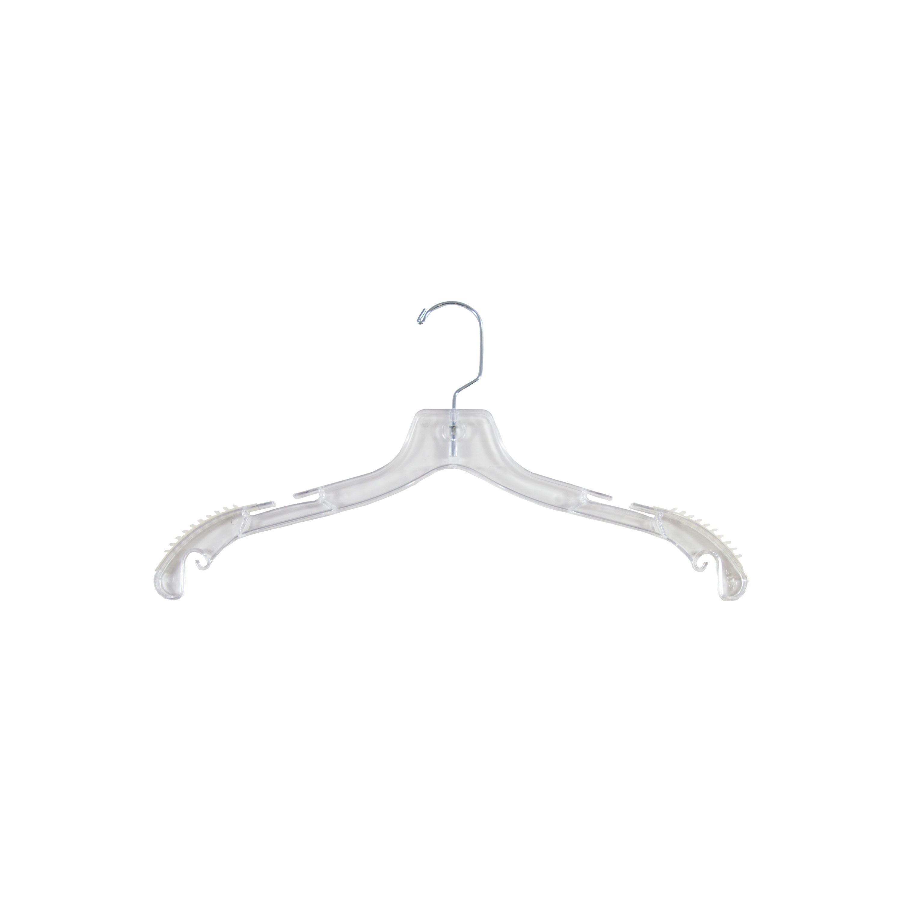 Clear Plastic Top Hanger W/ Non-Slip Rubber Shoulder Strips & Notches, 17  Length X 3/8 Thick, Chrome Hook Box of 100 - On Sale - Bed Bath & Beyond -  31305792