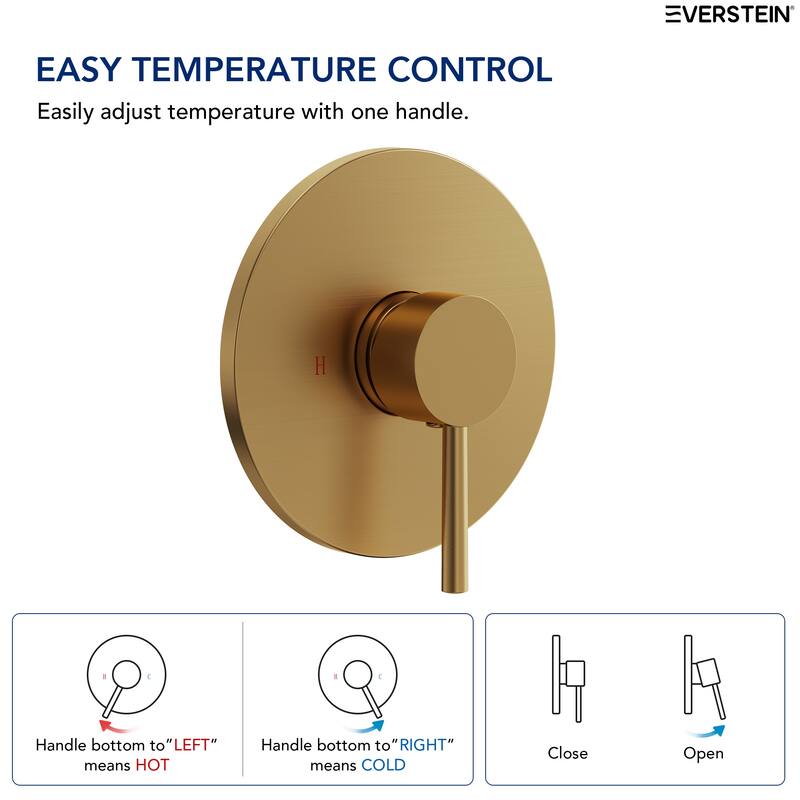 Single-Function Shower Faucet Stainless Steel Rain Shower Head with Pressure-Balanced Valve