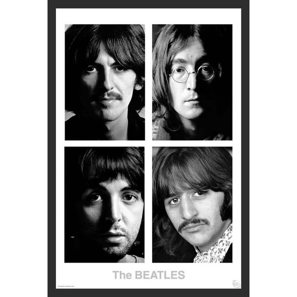Beatles White Album Cover Black & White Framed Poster - 24 x 36 Inch