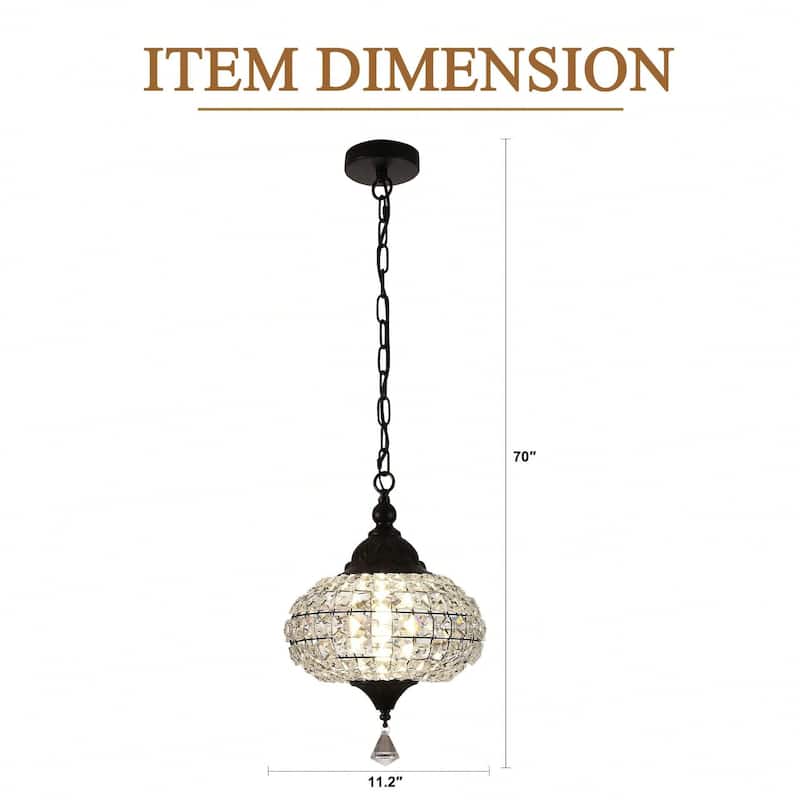 Cusp Barn Retro French 1-Light Globe Crystal LED Chandelier Kitchen Island Pendant Light for Dining Room