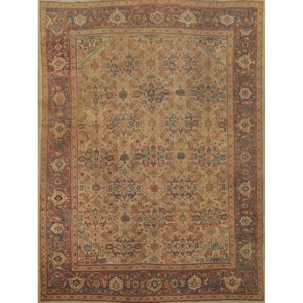 Hand Knotted Oriental 100% Wool Carpet Traditional Floral Brown Sultanabad Area Rug - 12' 5'' X 10' 9''