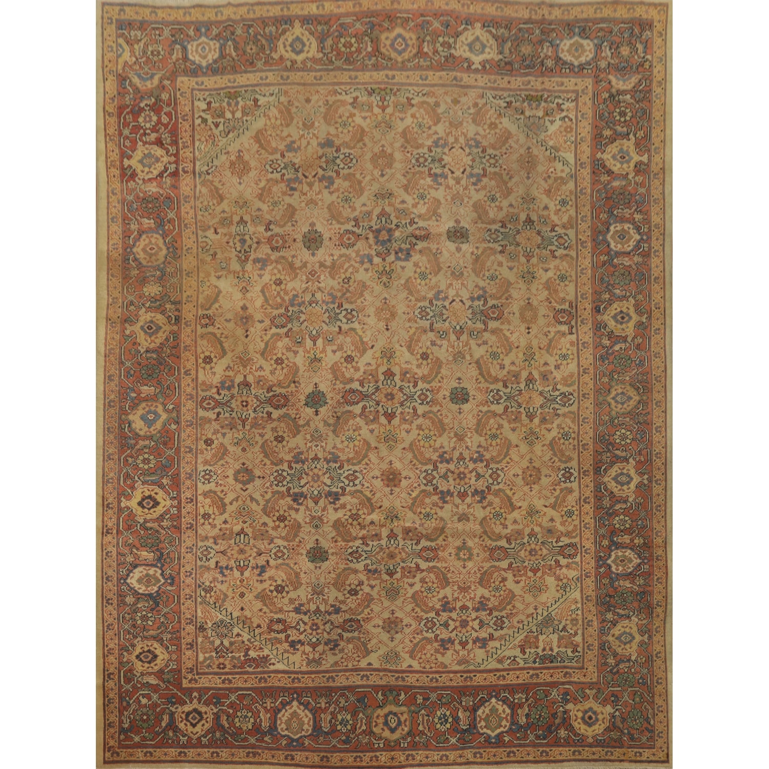 Hand Knotted Oriental 100% Wool Carpet Traditional Floral Brown Sultanabad Area Rug - 12' 5'' X 10' 9''