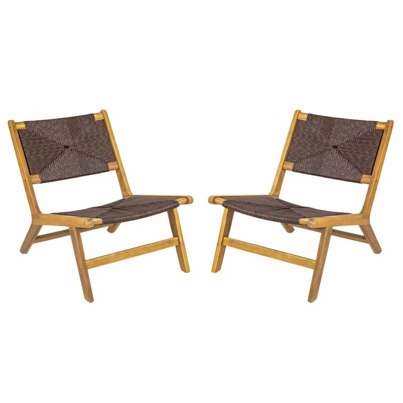 2-Piece Outdoor Chair Set, Acacia Wood Outdoor Chair, Teak Frame Lounge Chair - Teak
