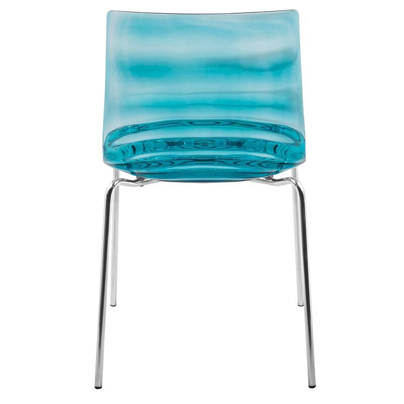 Astor Acrylic Dining Chair with Chrome Legs Modern Accent Side Chair Water Ripple Design Seats