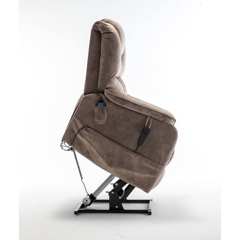 Oversized Electric Lift Recliner with OKIN Motor, Infinite Recline to 180°, Extra-Wide Seat, and Convenient Side Storage