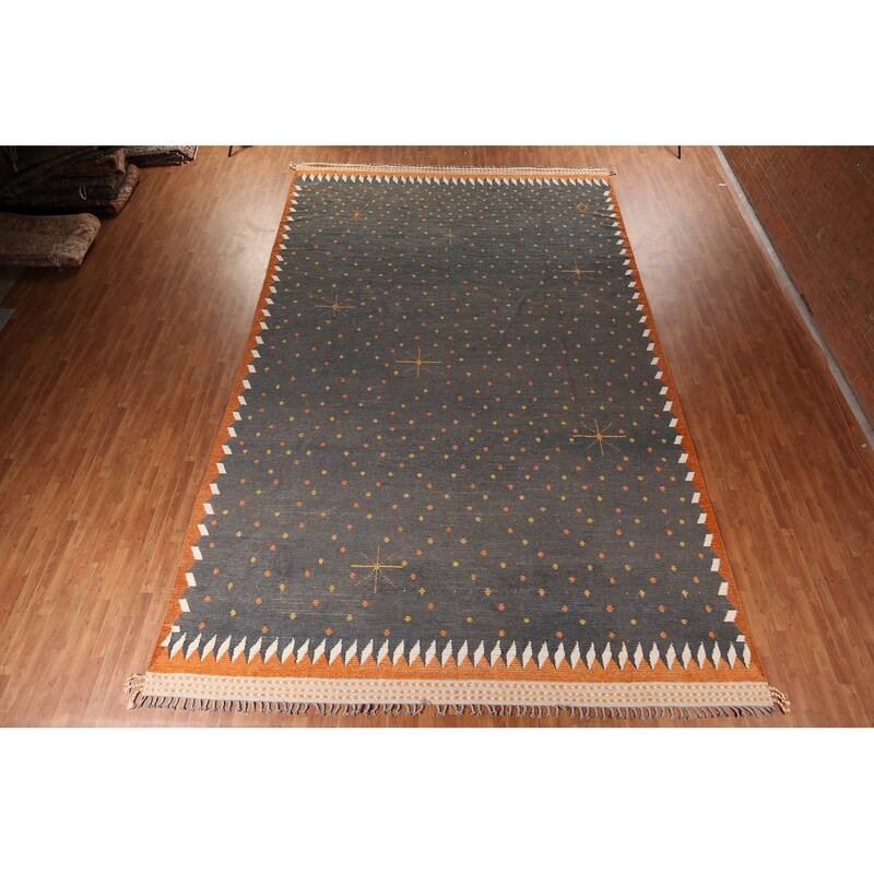 Striped Grey Moroccan Large Modern Area Rug Handmade Wool Carpet - 11'9"x 18'11"