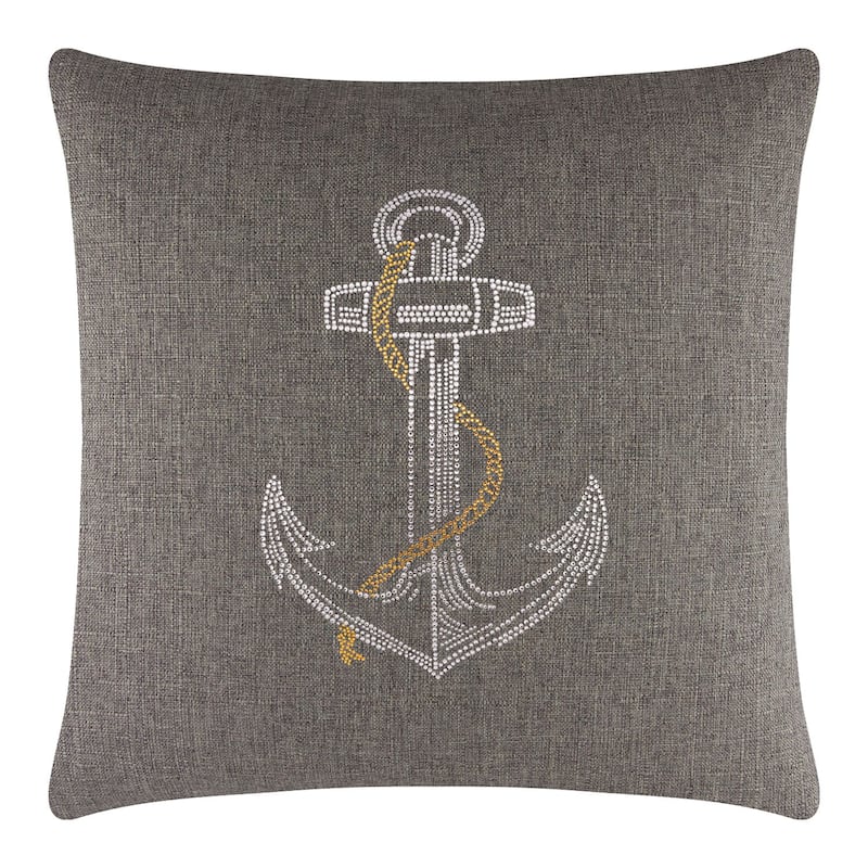 Sparkles Home Rhinestone Anchor Pillow - 20x20 - Brown