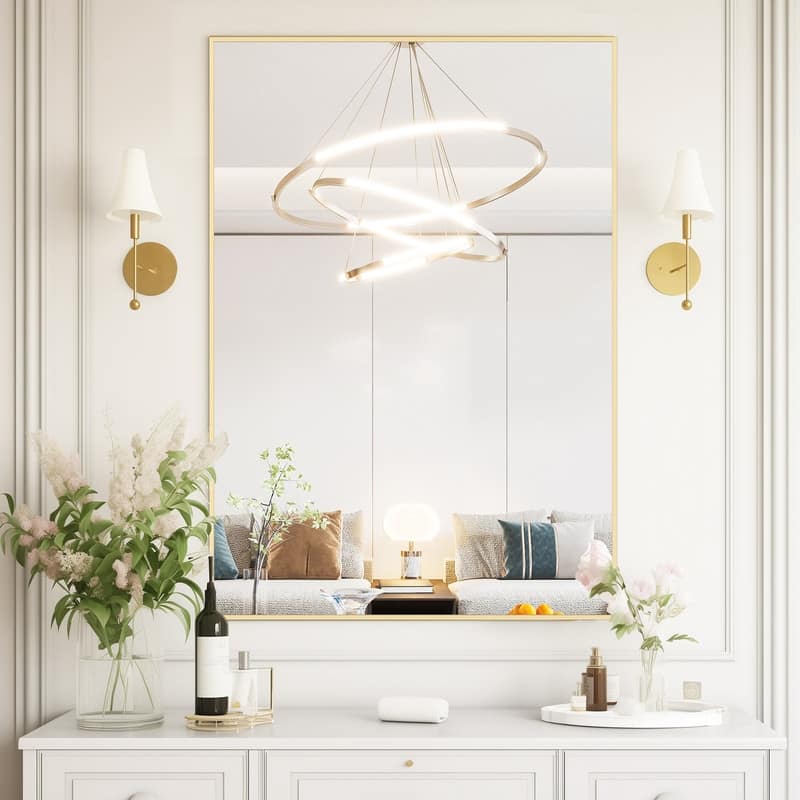 Gold Rectangular Durable Aluminum Frame Mirror