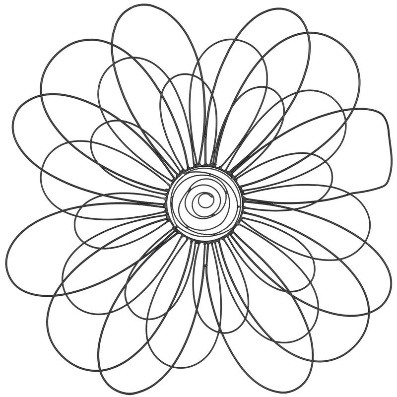 Metal Floral 3D Wire Home Wall Decor with Crystal Embellishments - Black - Roche River Decor