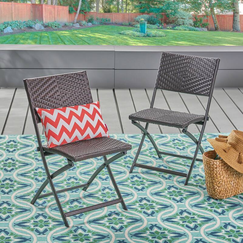 Brown Patio Folding Chair Set of 2