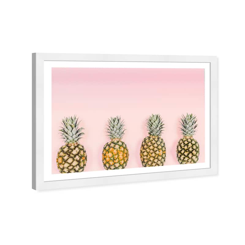 Wynwood Studio 'Pineapple Love' Food and Cuisine Pink Wall Art Framed Print