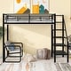 preview thumbnail 2 of 5, Twin Size Metal Loft Bed Featuring Bench and Storage Staircase