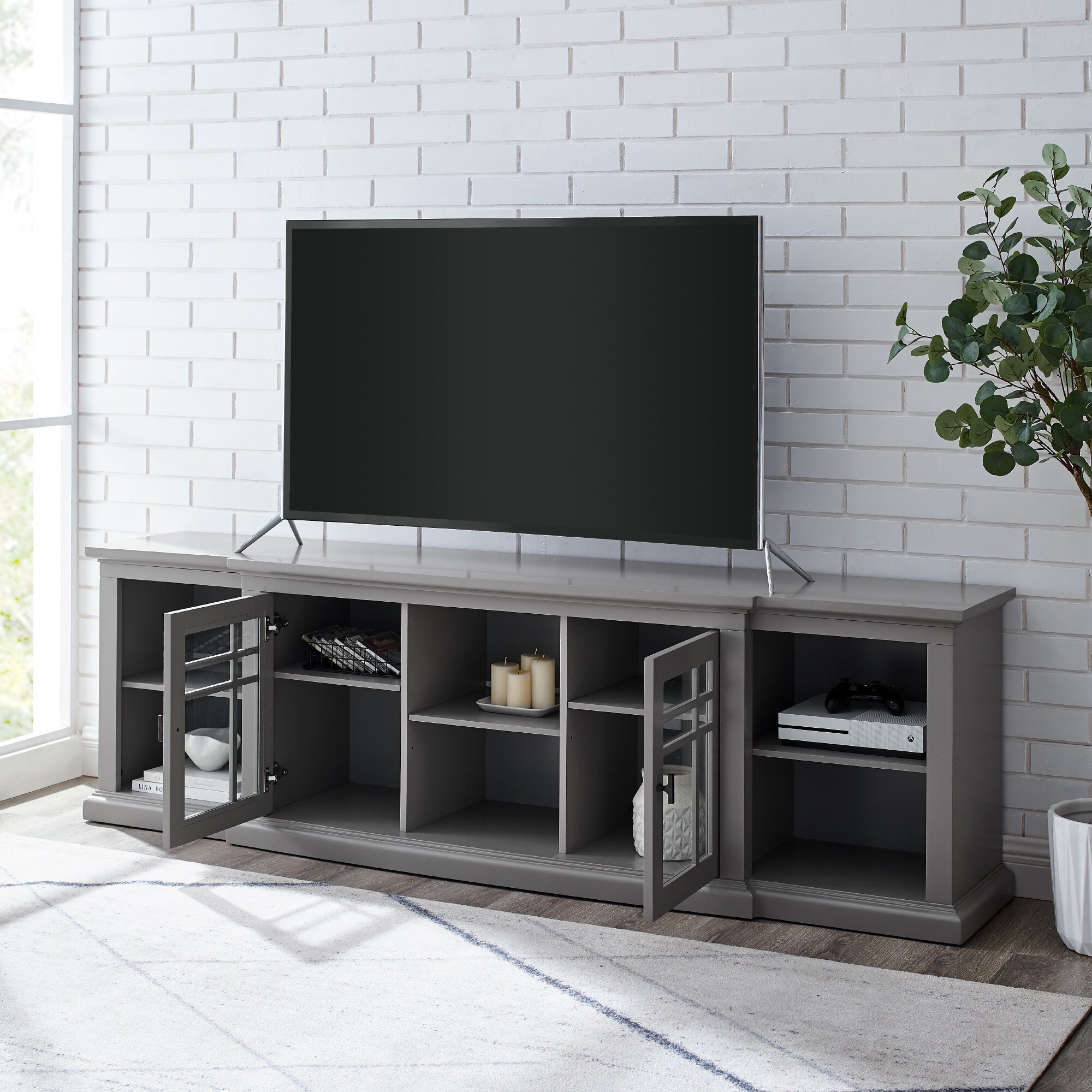 Walker Edison 80-inch Classic Breakfront TV Stand - Overstock