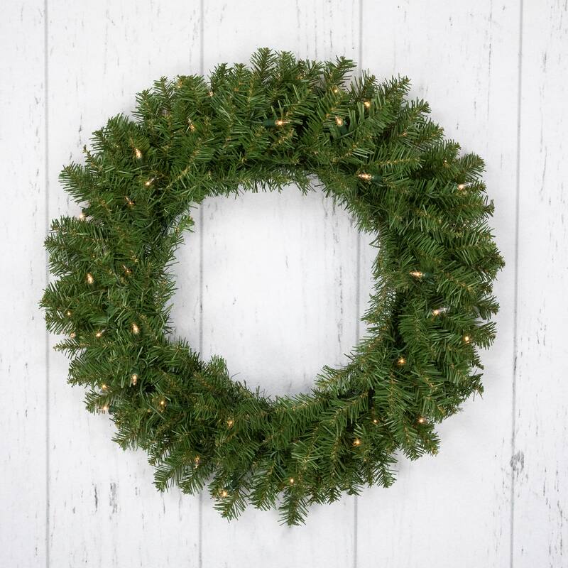 Rockwood Pine Artificial Christmas Wreath, 24-Inch, Clear Lights