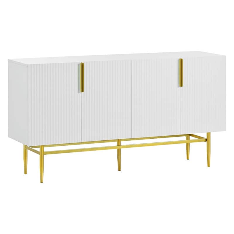 Modern Accent Cabinet with 4 Doors and Adjustable Shelves, Sideboard Buffet Storage Cabinet for Living Room, Entryway